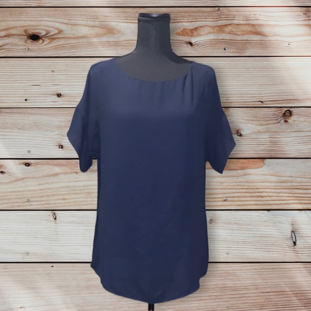 Banana Republic Navy Blue Short Sleeve Blouse Size Small